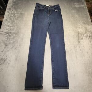 Levis Classic Mid Rise Skinny Jeans Womens 28 Long Blue Dark Wash Stretch Denim